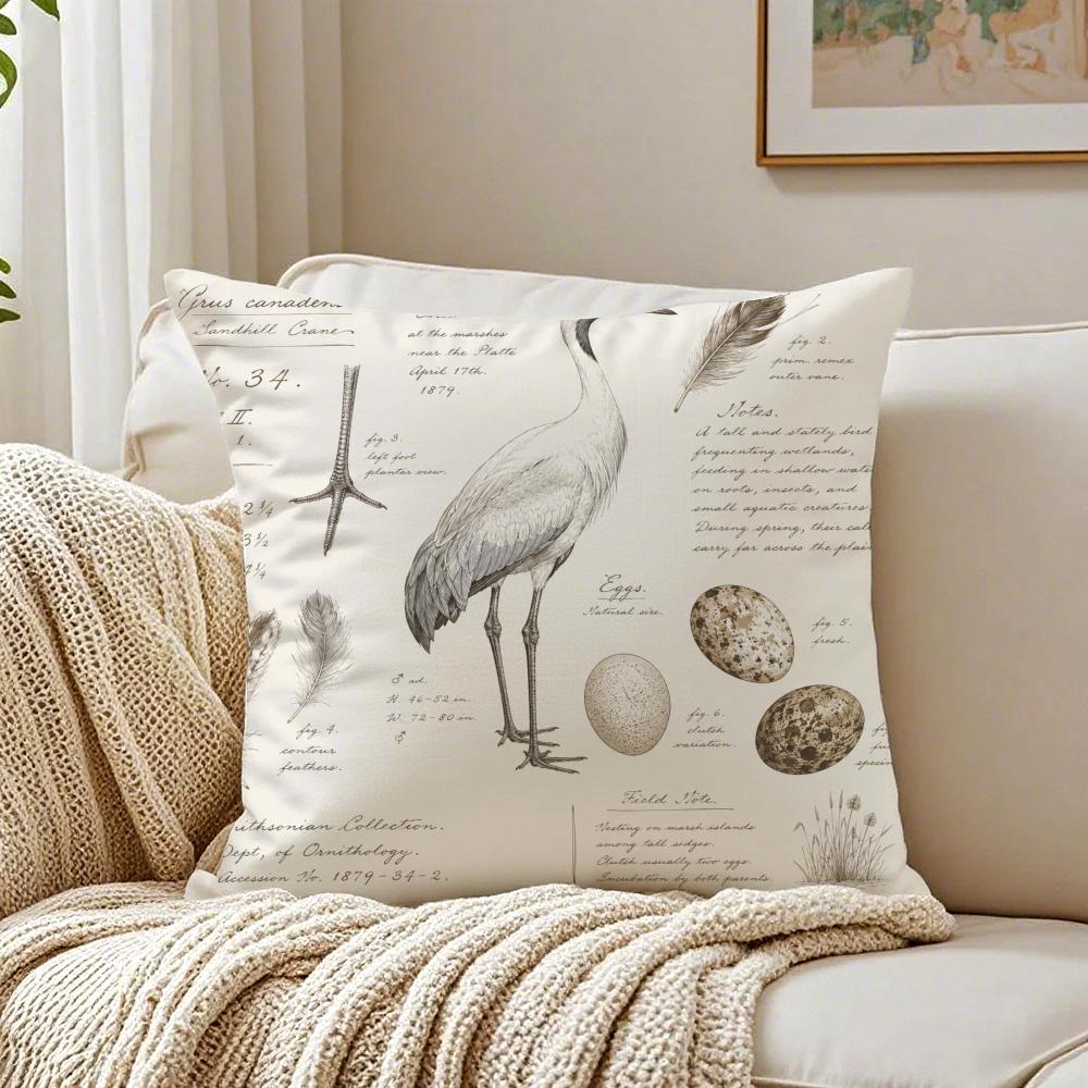 Heron Slate Blue Bird Pillow Case Breathable Organic Short Plush Cushion Covers Machine Washable WrinkleResistant Soft Durable