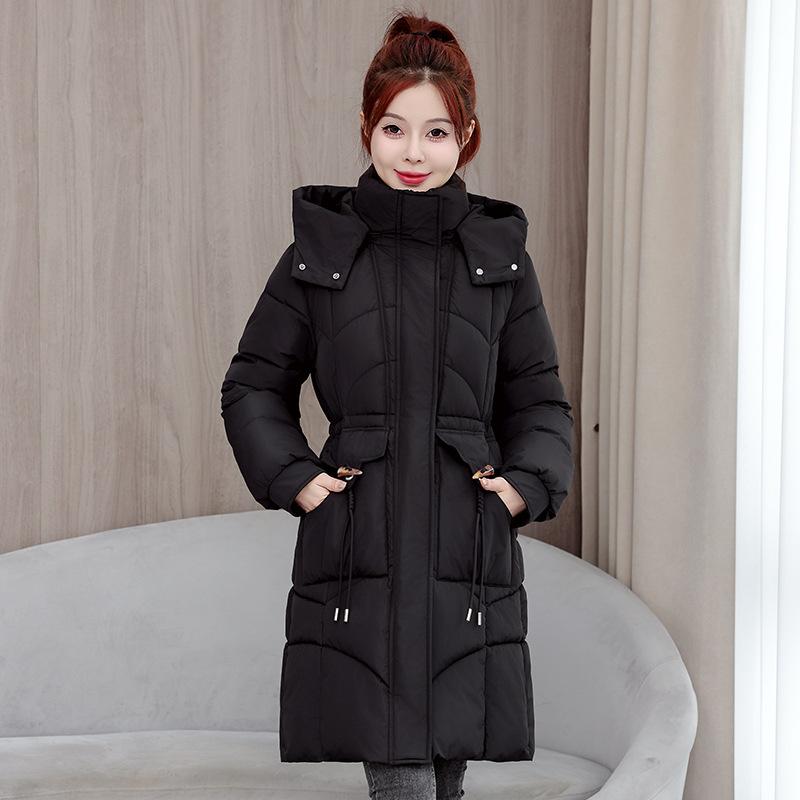 Winter new cotton-padded clothes for women's casual medium and long waist thickened down cotton clothes over the knee European and American coats