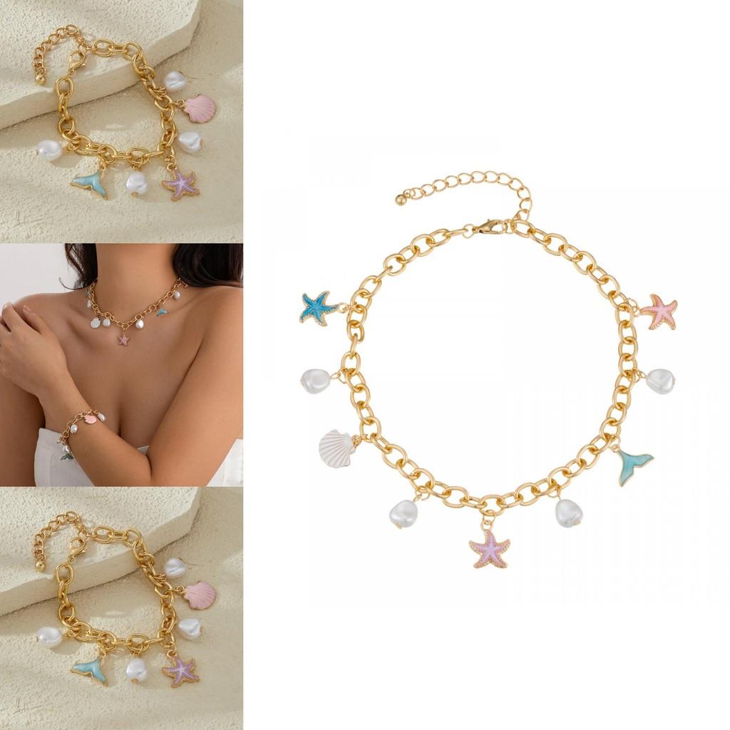 And Fresh Sweet Oceanic Starfish Necklace With Stunning Dolphin Pendant For Summer Vibes