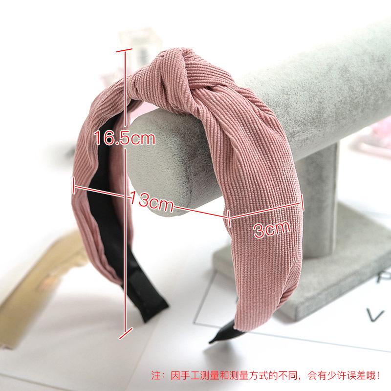 Autumn And Winter Wide-Brimmed Headband Fabric Knotted Corduroy Headband Women'S Japanese And Korean Face Wash Headgear Hair Accessories