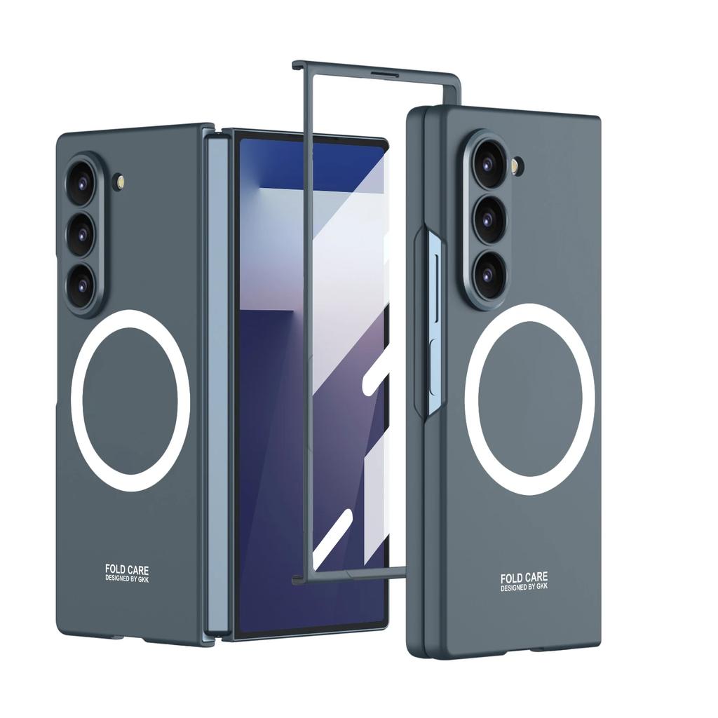 Magnetic Wireless Charging with Tempered Film Phone Case for Samsung Galaxy Z Fold 7 6 Fold7 Fold6 Protective Shockproof Cover