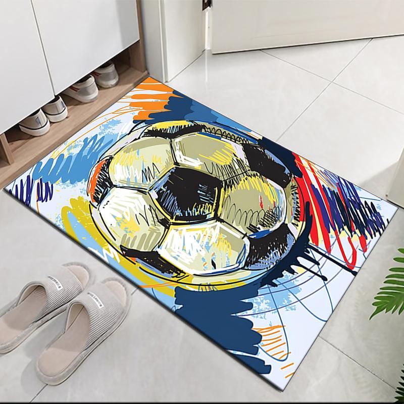 Soccer Printed Carpet, for Office Chair Living Room Bedroom Kitchen Room Decor Gifts.