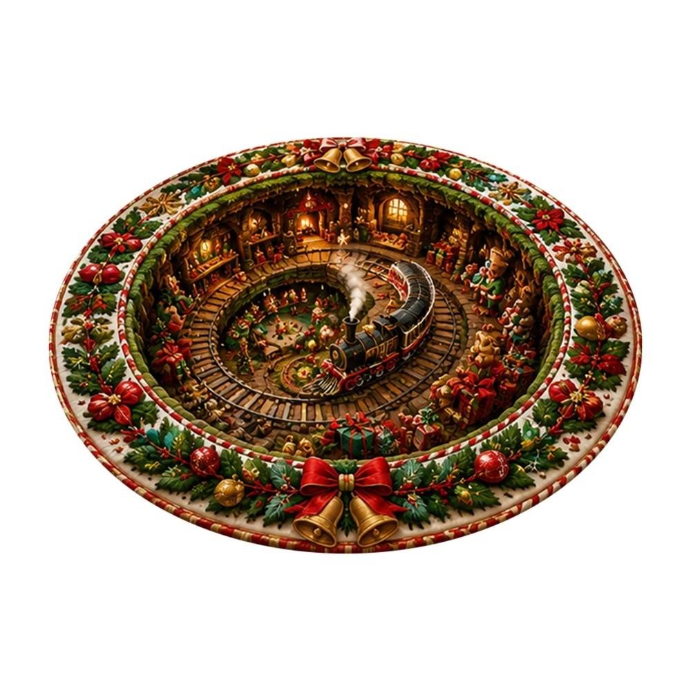 2D Flat Printed 3D Illusion Rug Santa Claus Xmas Home Decor Christmas Rug Outdoor