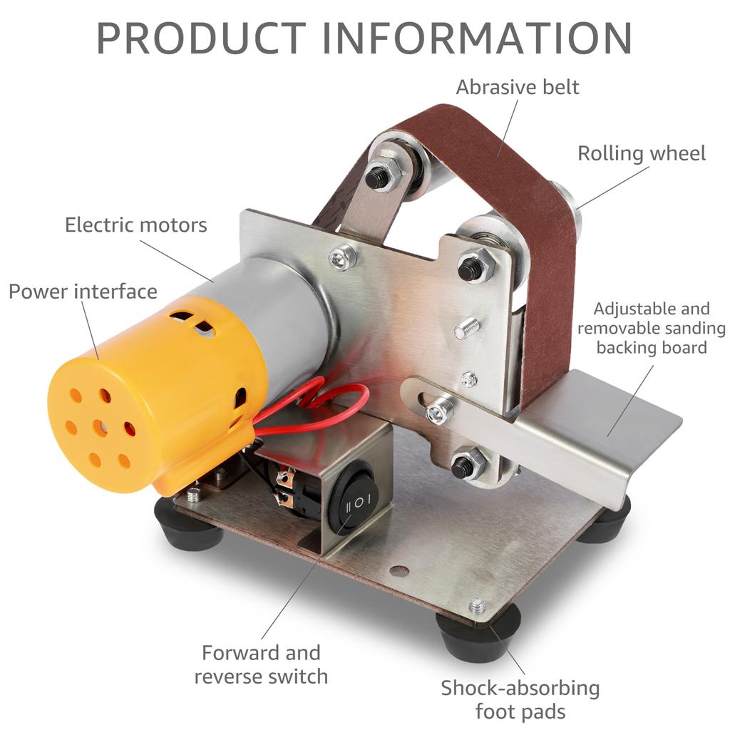 110-220v Mini Electric Belt Sander 7-Speed Adjustable Speed Bench Grinder Sanding Machine for Grinding Metal Wood Acrylic