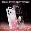 For Xiaomi Redmi Note 14 5G Case Ring Kickstand TPU Flowers Phone Cover Gradient Glitter