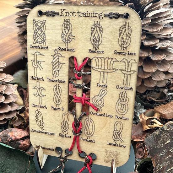Доска для обучения вязанию узлов, 16 узлов, деревянная доска для начинающих, рифы, квадратные узлы, практическое обучение, подарок любителям кемпинга на открытом воздухе