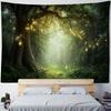 Firefly Forest Dreamy Landscape Tapestry Hippie Starry Sky Wall Hanging Cloth Aesthetic Home Art Decoration Poster