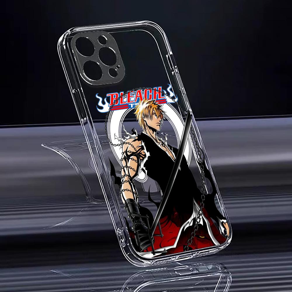 Чехол для телефона Аниме B-Bleachs K-Kurosaki Для iPhone 17 16 15 14 13 12 Pro Max Plus С Магнитным Кристально Чистым Чехлом Беспроводная Зарядка