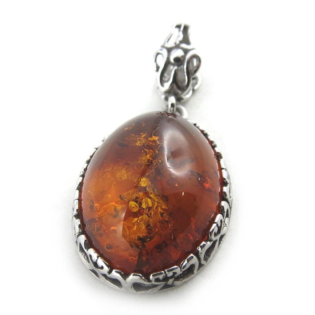 Les Trésors De Lily [N2184] - Silver Pendant 'Inspiration' Amber (rhodium-plated) - 23x16 Mm