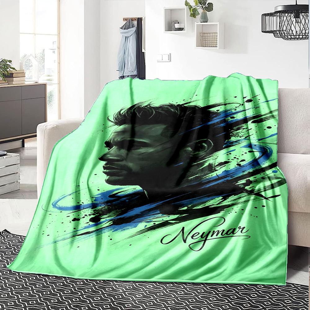 Abstract Neymar Portrait Blanket Comfortable Suitable for Office Bedding Picnics Four Seasons Universal Modern Style Gift for Travel Home Birthdays