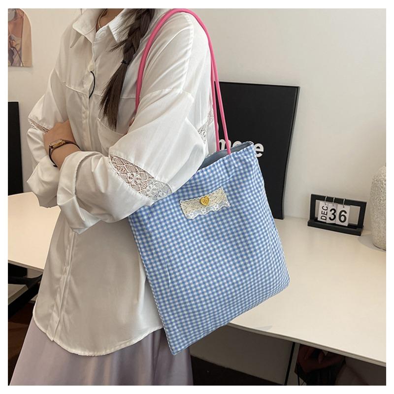 Весна/лето 2024 года. Новый дизайн Dopamine Small Grid для шопинга. Свежая и художественная сумка через плечо для поездок на работу для женщин.