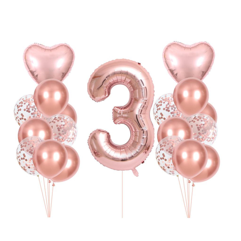 Набор воздушных шаров из фольги розового золота номер 1, 2, 3, 4, 5, воздушный шар с днем ​​рождения, украшения для первого дня рождения, детский душ