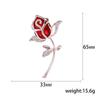 Blucome Fashion Rhinestone Red Enamel Rose Flower for Women Lady Classic Beauty Flower Party Office Brooch Pin Gifts