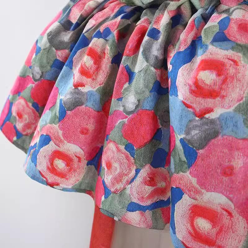 Платье для девочек летнего стиля, детское платье-сарафан принцессы, платье для малышей, детская одежда, платье с цветочным принтом и шляпкой