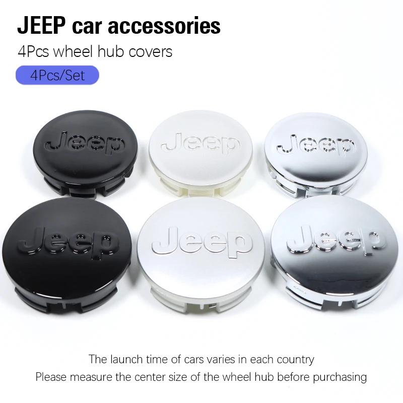 For Jeep For Jeep Renegade Compass Grand Cherokee Wrangler jk Gladiator 4pcs ABS Electroplating Car Wheel Hub Center Cover  A