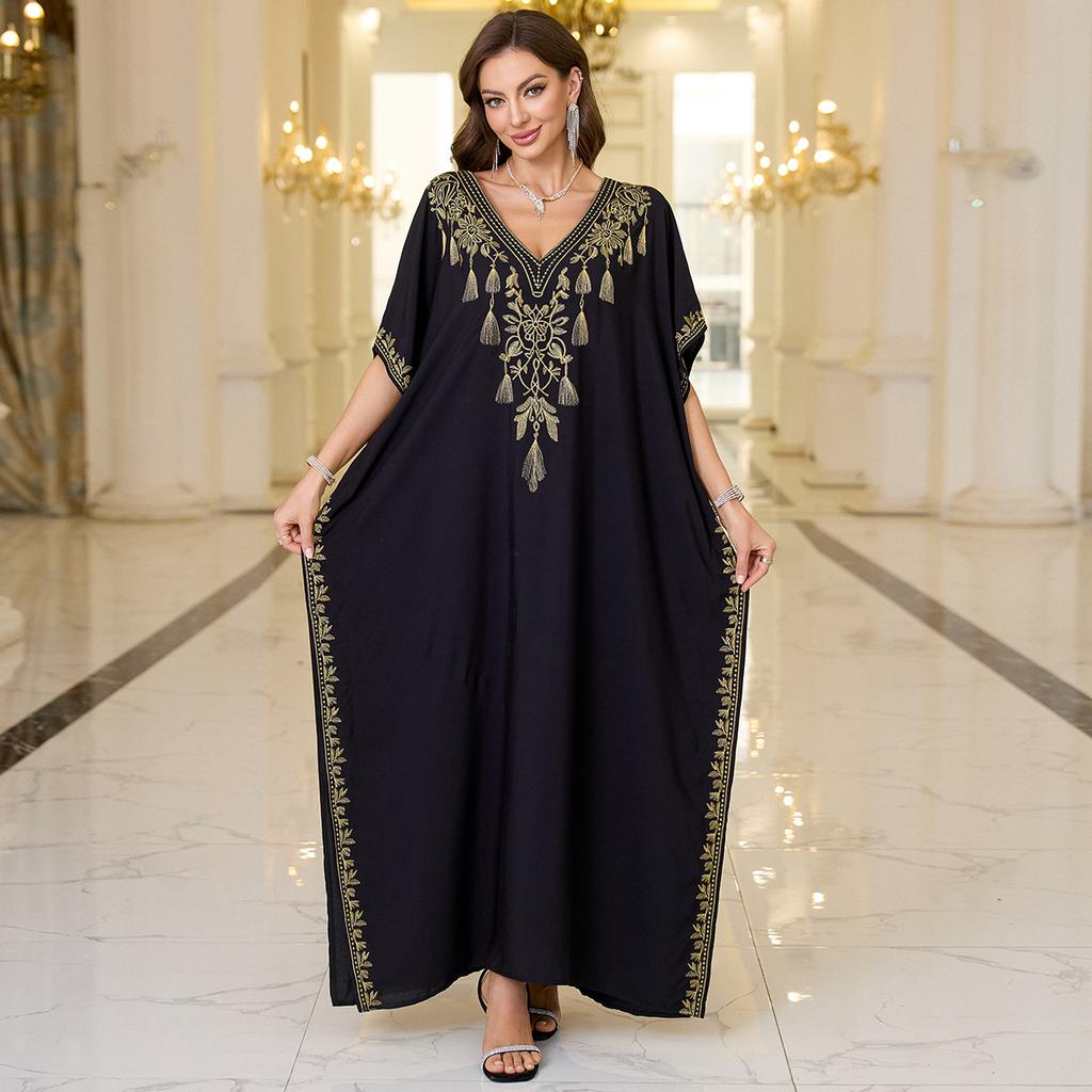 Женская мода лето весна цветочный узор принт рукава 1/2 V-образный вырез свободная талия повседневные платья