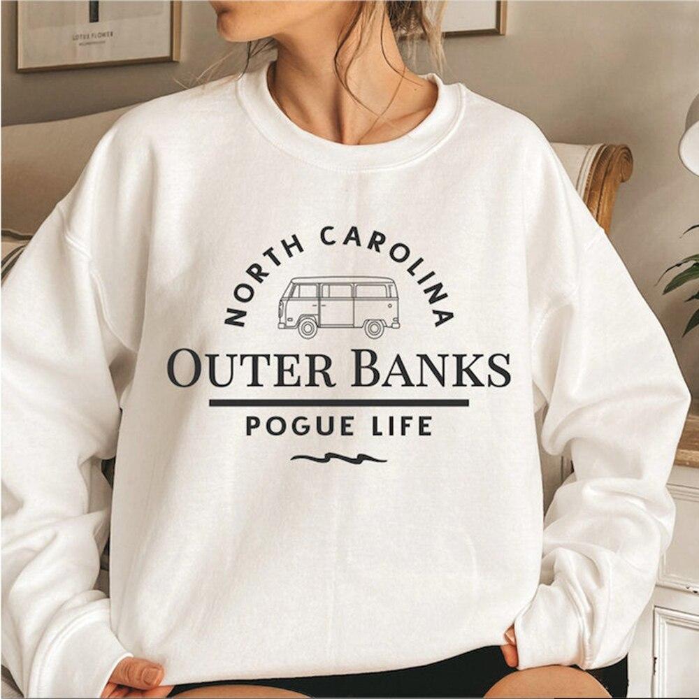 Толстовка Outer Banks North Carolina, толстовки Pogue Life, толстовка Outer Banks Paradise on Earth, толстовки с круглым вырезом OBX, женский топ
