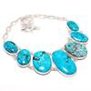 Natural Chrysocolla 925 Sterling Silver Plated Silver Handmade Girls Gift Jewelry Beautiful Necklace 16-18" For Her