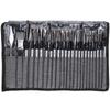 24Pcs Painting Brush Set Nylon Wool Wooden Handle with Bag for Acrylic Watercolor PaintGray