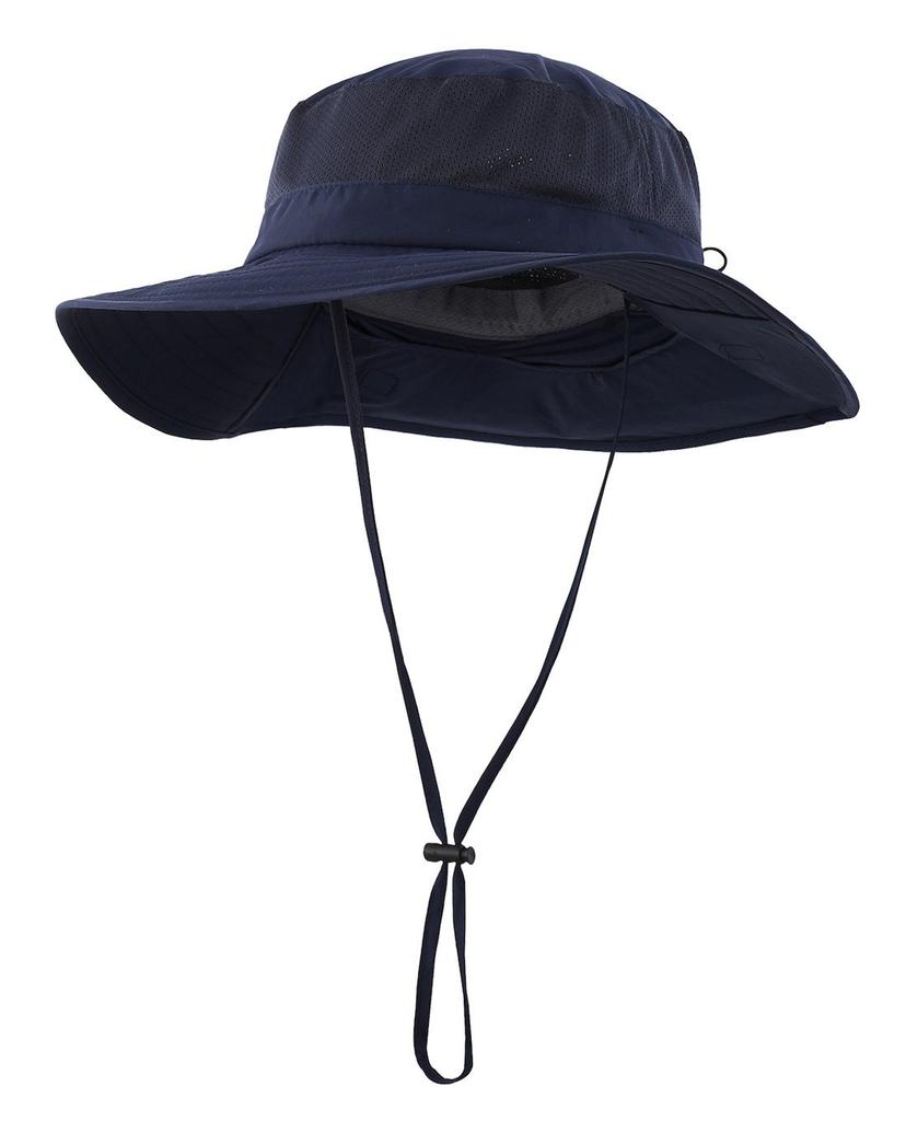 Outdoor Unisex Mesh Safari Wide Sun Farm Work UV Protection Hat [Connectyle] UPF50+ Hat, Brim, Protection, Hat, (Navy Blue)