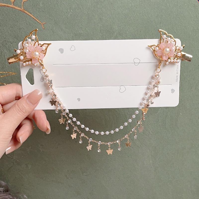 Заколка для волос в виде бабочки и кисточки в китайском стиле и цепочка на лоб для девочек