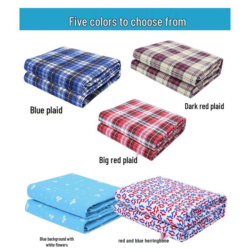 Washable Four-Layer Incontinence Pad: Breathable Cotton Bed Protector for Adults