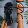Women Beach Woven Hollow Sandals Women Flats Casual Clip Toe Sandals Summer 2025 New Fashion Casual Comfortable Walking Slides