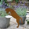 Rustic Metal Dog Garden Statue Vintage Cat Lawn Ornament Dog Pot Hugger Decor  Courtyard