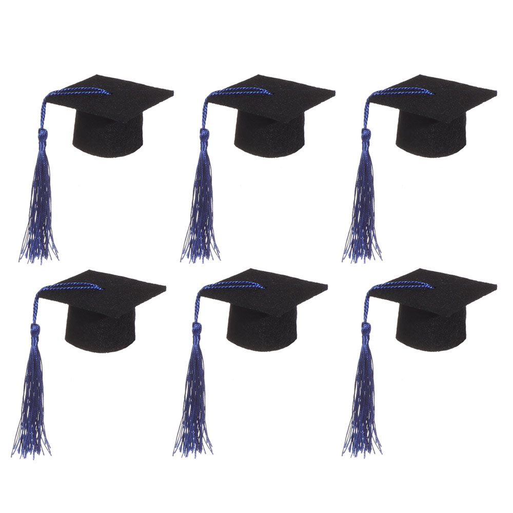 6Pcs Doll DIY Tassels Mini Graduation Hat Doctoral Cap Top Hat Bachelor Cap