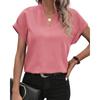 Women's Fashion Casual Summer Solid Color Short Sleeve V-Neck Blouses & Shirts