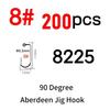 200 шт. #8~#6/0 Высокоуглеродистая сталь 90 градусов Aberdeen Крючок-джиг Изогнутый Морская вода Длинное цевье Крючки для мягких приманок
