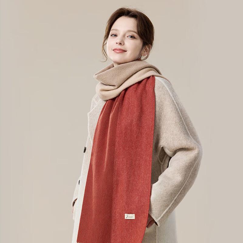 JIUMU Women's Pure Wool Color-block Knitted Scarf Shawl