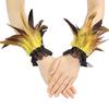 Women's Feather Wrist Cuffs Gothic Feather Fingerless Gloves Wristband Mesh Cuff for Halloween Cosplay Costume Accessories