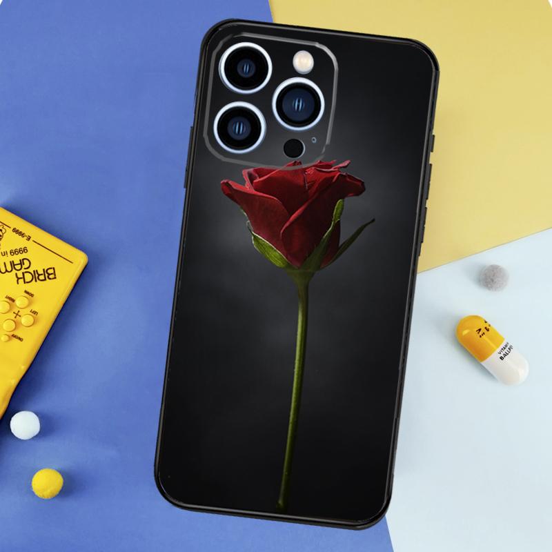 Red Rose Flower Phone Case For iPhone 17 16 14 13 12 11 15 Pro Max Plus 12 13 mini 16e 17 Air Bumper Cover
