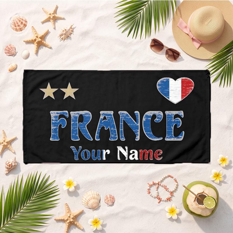 Federation Francaise De Football (1) Custom Name Beach Towel Soft Towel Gift for Beach Pool Swimming Vacation