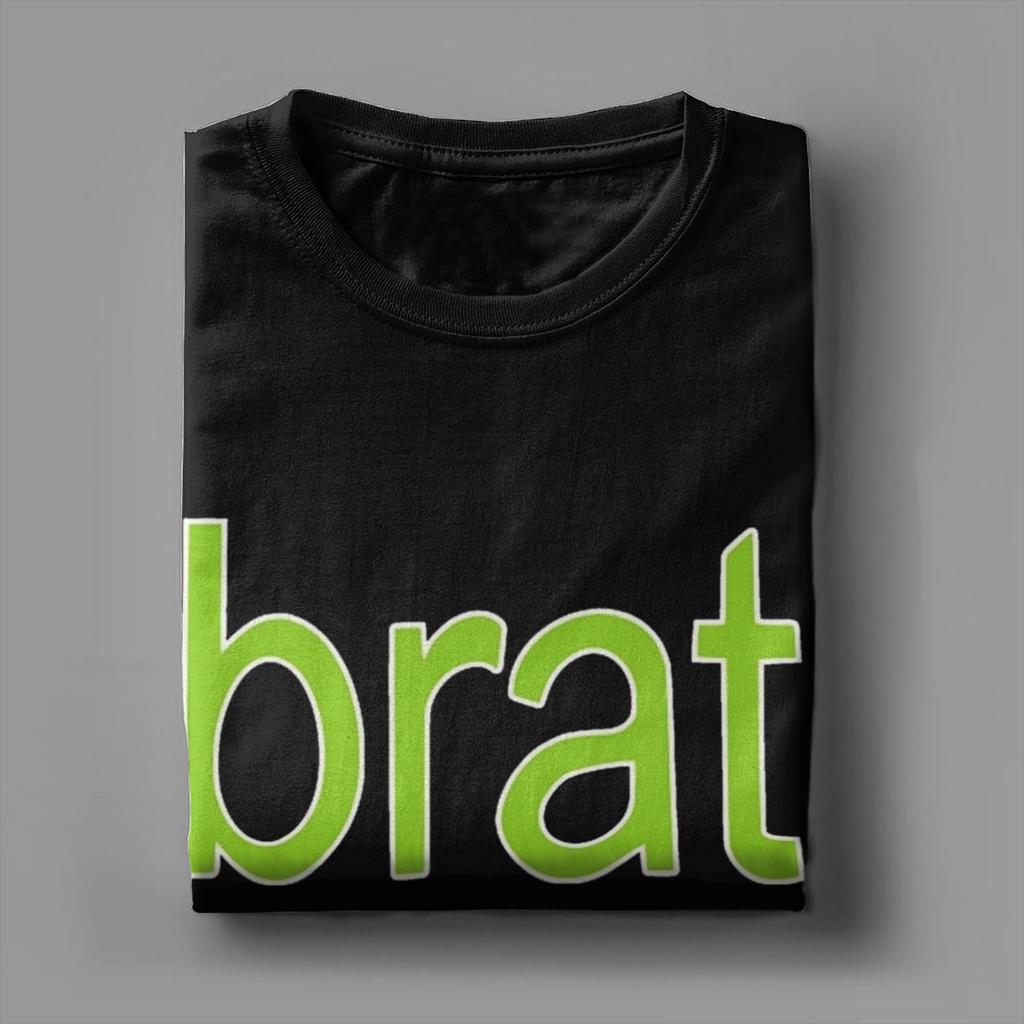 Charli XCX Brat Album T-Shirt for Men Humorous Pure Cotton Tees O Neck Short Sleeve T Shirt Printing Tops