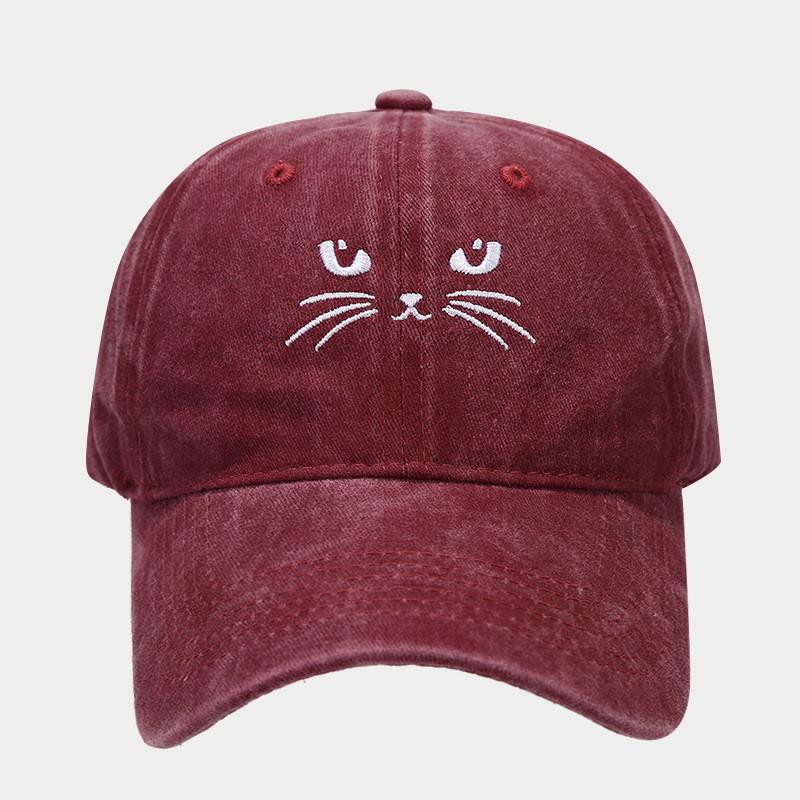 Бейсболка с вышивкой кота с регулируемым ремешком для повседневной носки на улице летом