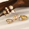 Кольцо из нержавеющей стали с покрытием из 18-каратного золота, в стиле легкой роскоши, с имитацией жемчуга – Европейский и американский стиль