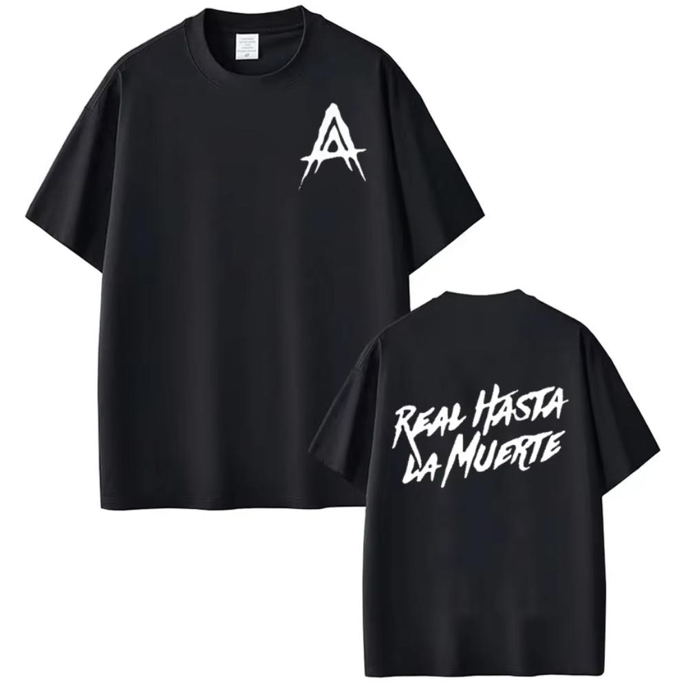 Футболка рэпера Anuel AA Real Hasta La Muerte Мода Харадзюку С коротким рукавом Мужская Женская Хип-хоп Панк Хлопок Спортивная Футболка...