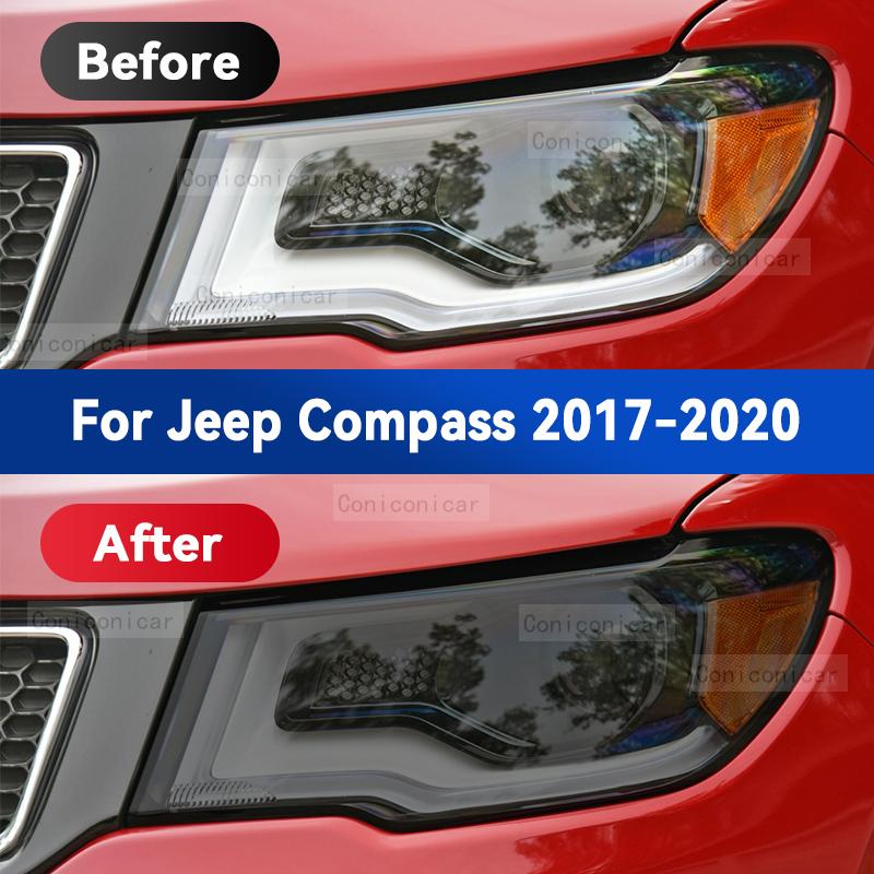 Для JEEP Compass 2017-2020 Автомобильный Фонарь Фары Черная Защитная Пленка из ТПУ Передний Свет Изменение Цвета Тонировка Наклейка Аксессуары
