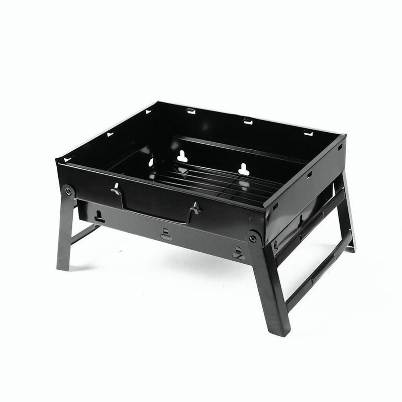 Большой складной портативный черный гриль-барбекю для барбекю на открытом воздухе для пикника на углях для путешествий