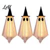 Reusable Fabric Halloween Decor 3 Pcs Hanging Ghost Decoration Spooky Large Mesh Weather Resistant Outdoor Ghosts with Witch Hat for Porch,