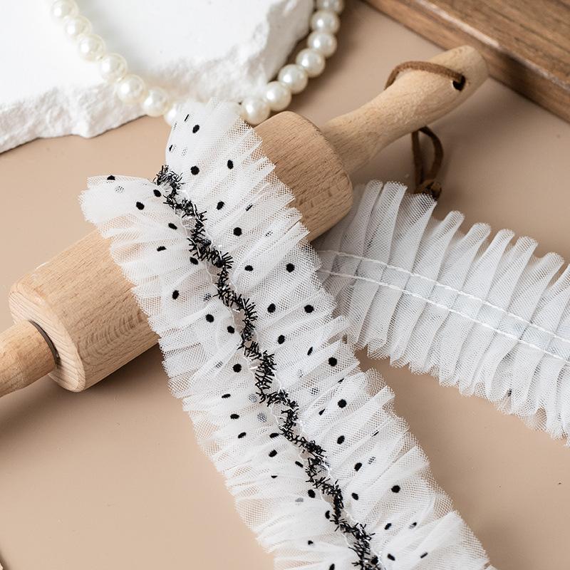 3 метра/партия, 5 см в ширину, 4 слоя, черно-белая плиссированная сетка, кружево, одежда, воротник, манжеты, пояс, декоративные аксессуары