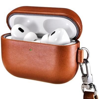 Чехол из натуральной кожи для AirPods Pro 3 Версия 2025 года Полная беспроводная зарядка Видимый светодиод Ремешок в комплекте (Только в сентябре) - Ударопрочный, Устойчивый к падениям,
