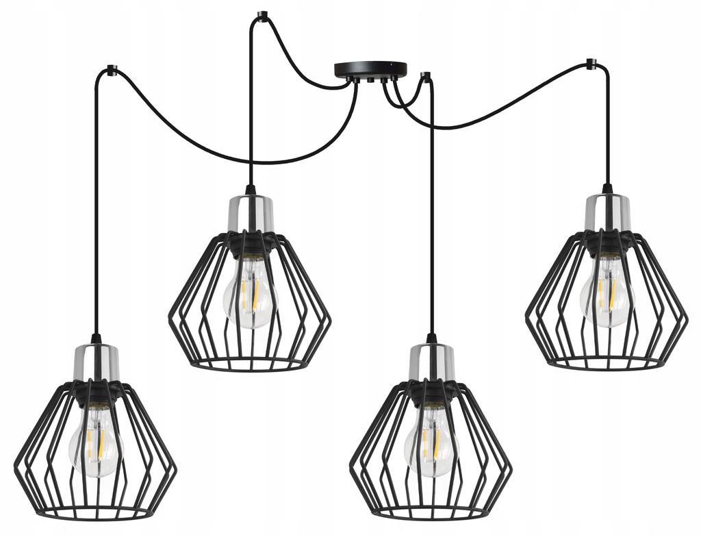 Hanging Lamp, Ceiling Chandelier, Wire Shade, Led