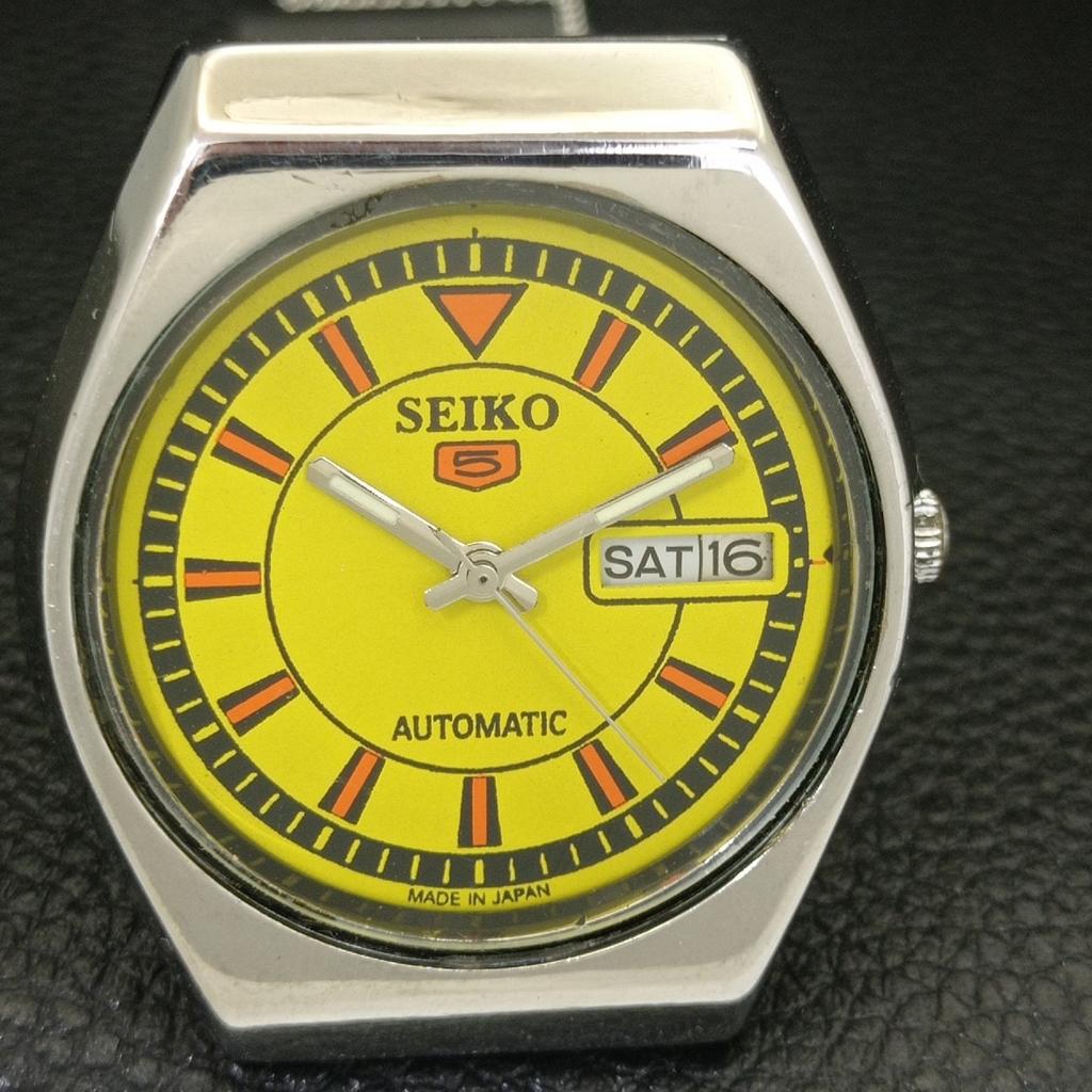 Seiko 5 АВТОМАТИЧЕСКИЕ ЯПОНСКИЕ 6349A МУЖСКИЕ ВИНТАЖНЫЕ ЧАСЫ С ЖЕЛТЫМ ЦИФЕРБЛАТОМ a702733-1 R210-a702733