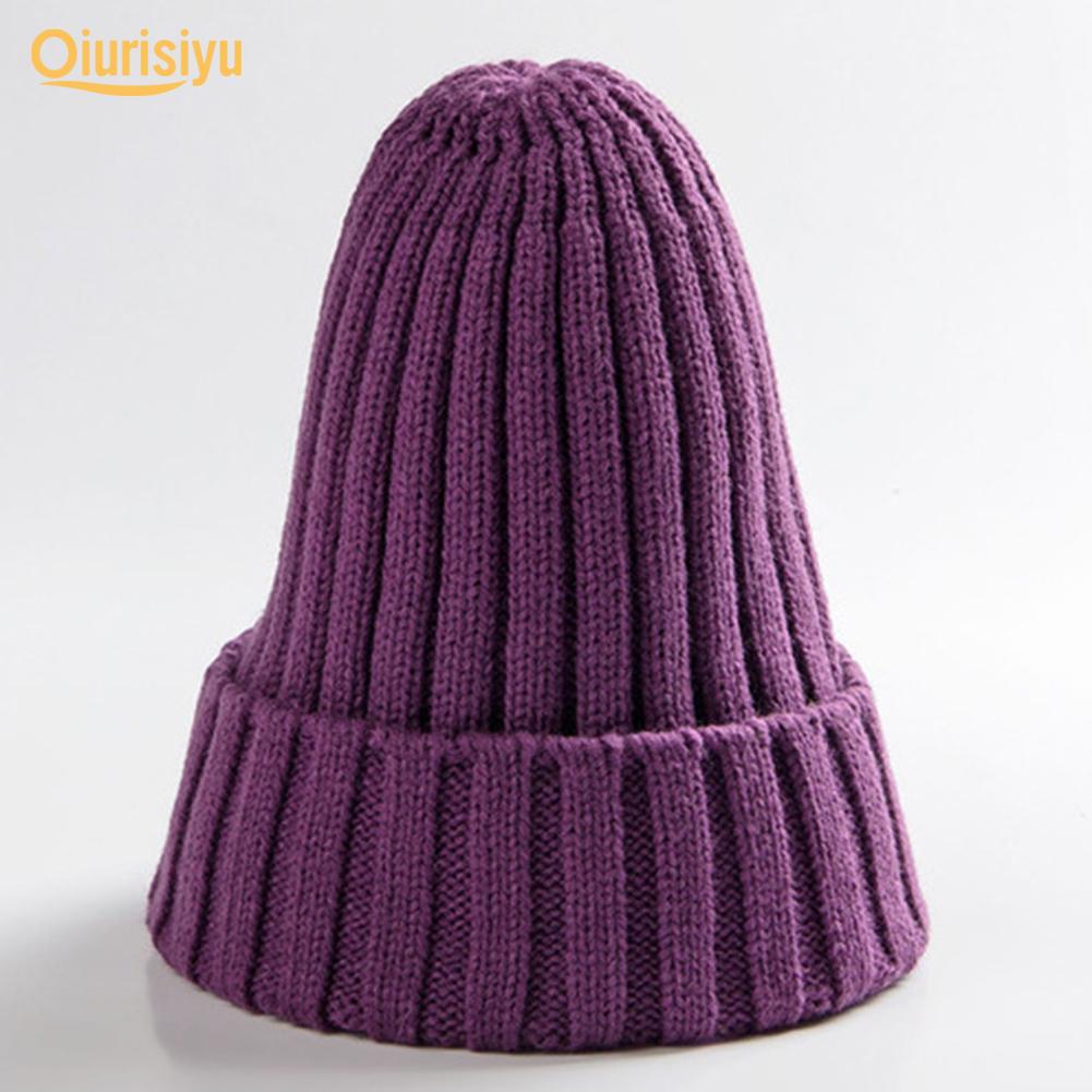 Унисекс однотонная теплая вязаная шапка в стиле хип-хоп