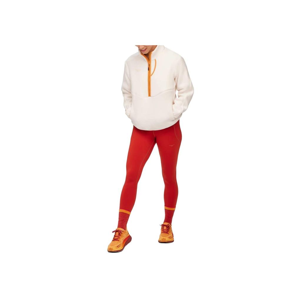 HOKA One One Флис Ridgetop на молнии до середины, цветной блок, пуловер со стойкой, женский топ, белый 1141752-EGN