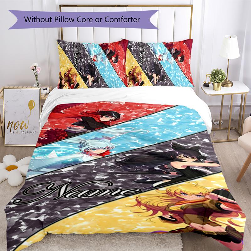3pcs Custom Name RWBY Volume Bedding Set Duvet Cover Closure Includes 1 Duvet Cover & 2 Pillowcases for All Seasons Bedroom Decor