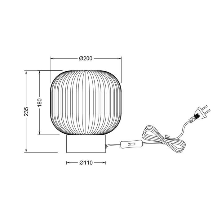 Lampe de table verre opale 23W IP20 E27 Diam 200mm